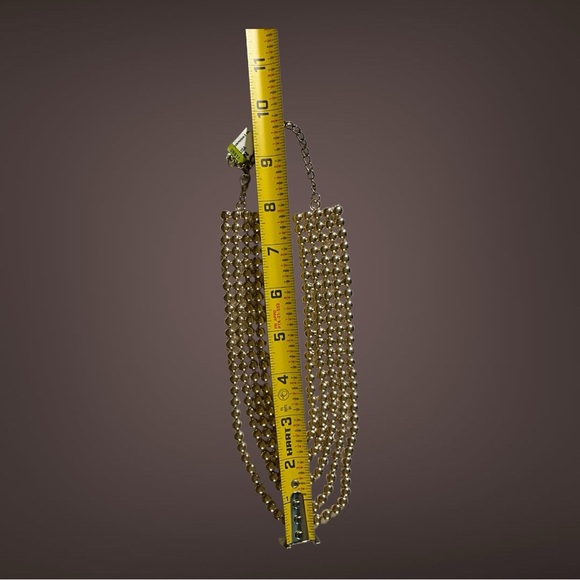 Gold Toned Five Row Layered Beaded Fashion Necklace - Picture 12 of 14